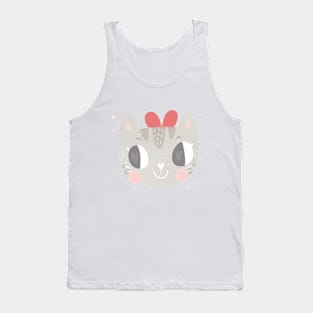 Girls Kitty Face Design 2 Tank Top